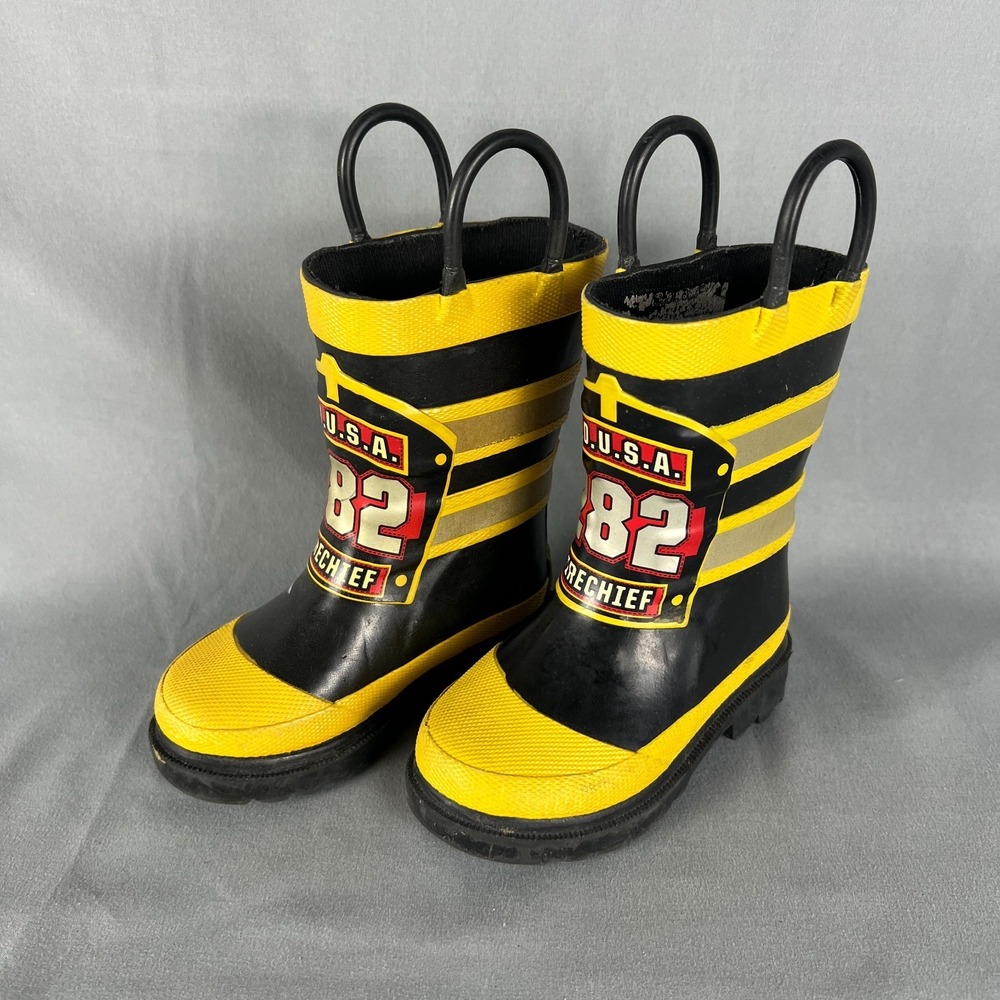 Western Chief F.D.U.S.A. 282 Firechief Kids 5 Black Pull On Waterproof Rain Boot